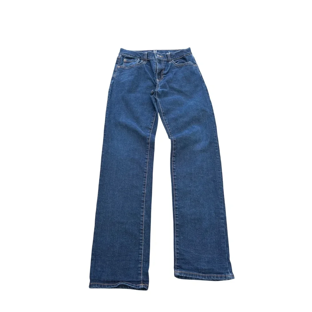 Gap Denim Boys Stretch Straight Jeans Dark Wash Size 16 Regular Blue Pants